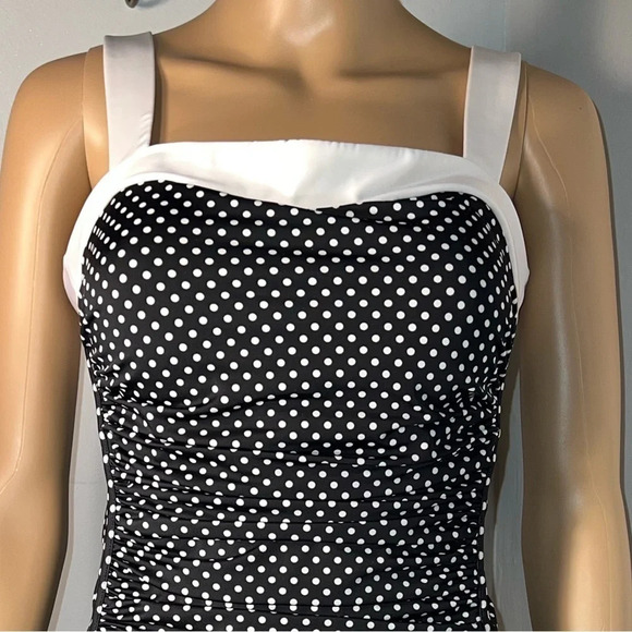 Swim solutions, 10, 1 piece, ruched sides w/tummy control panel, square neckline - Picture 4 of 10